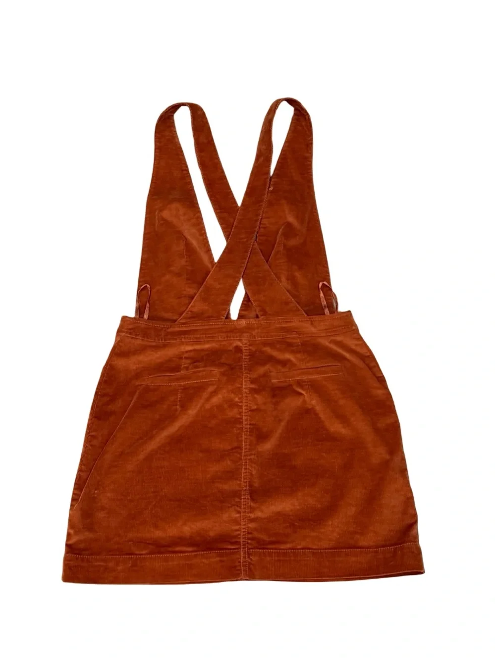 🍂Free People Old School Love Corduroy Overall Pinafore Dress Rust Orange Size 6